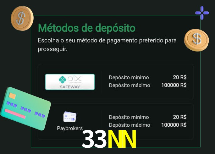 O cassino 33NN oferece uma grande variedade de métodos de pagamento
